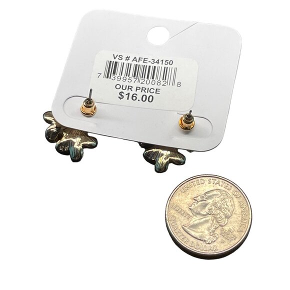 Charming Charlie MSRP $16 Gold Tone Hypoallergenic Floral Stud Earrings With Mul - Picture 5 of 7